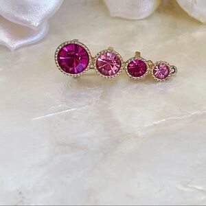 Vintage Sarah Coventry Pink Ombré Rhinestone Bar Statement Brooch Romantic